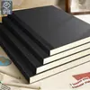 Cuaderno Retro Negro de Cartulina A5 Cuaderno Grueso B5 Bloc de Notas Ultragrueso Página Interior en Blanco Cuaderno de Línea Horizontal para Estudiantes