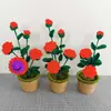 Decoraciones y Adornos de Ganchillo Hechos a Mano para Interiores, Similares a los de Xiaohongshu, con Macetas Falsas y Arreglos de Flores Artificiales