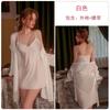 Marca Guiruo Sexy Color Sólido Profundo V Pijama Camisón de Tirantes Seda de Hielo con Cordones Bata Exterior Conjunto de Ropa para el Hogar de Mujer 2199