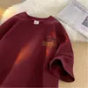 Camisetas Redondas de Manga Corta con Estampado de Moda Transfronterizas para Hombres y Mujeres en Verano, Tops Versátiles Casuales Holgados Estilo Americano de Media Manga para Pareja