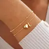 Pulsera de doble capa con 26 letras en forma de corazón para comercio exterior transfronterizo, estilo minimalista moderno y de moda, cadena de muñeca casual y versátil para mujeres