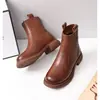 Botas finas de piel suave para mujer, nuevo modelo otoño/invierno 2026, suela plana, botín con cremallera trasera, forro polar, botas Martin cálidas, zapatos de algodón.