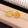 Pendientes de Crisantemo de Nieve Oro Arena Antigua Lujo Ligero Nicho Pendientes de Oro Nuevo Estilo Chino para Mujer Pendientes de Oro Arena Venta al por Mayor