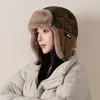 Gorro Grueso de Terciopelo de Invierno para Mujer Estrella de Cinco Puntas Protección para Orejas Calidez Gorro Lei Feng Resistente al Viento Ciclismo Cubre Cabeza de Circunferencia de Cabeza Grande