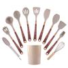 Nuevo Juego de Utensilios de Cocina de 12 Piezas con Grano de Madera de Silicona Antiadherente Espátula y Cuchara Juego de Mangos Resistentes al Calor Juego de Cocina