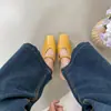 2026 Versión Coreana Nuevo Estilo Mocasines sin Talón de Cuña de Punta Cuadrada con Suela Gruesa y Punta Cerrada