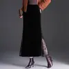 Moderna falda de terciopelo dorado estilo sirena para mujer, nuevo estilo otoño e invierno 2026, falda ajustada de cintura alta que estiliza el cuerpo con caída elegante, falda larga