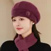Estilo Novo de Inverno Chapéu para Mãe de Meia-Idade e Idosa Chapéu Boina Quente de Pelo de Coelho da Moda Chapéu de Lã Tricô Espesso com Forro de Veludo para Mulheres
