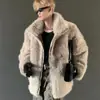 Resistente al frío Marca de moda Juvenil Hombres Moda Coreana 2024 Nuevo Cálido Engrosado Chaqueta de Piel Abrigo de Piel de Zorro para Hombre