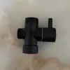 Distribuidor de Agua Negro Transfronterizo de Cobre Completo, Una Entrada y Dos Salidas, Válvula de Tres Vías de Apertura Rápida, Válvula de Conversión de Grifo Multifuncional, Accesorios para Ducha