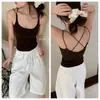 8821 Camiseta Interior Cálida Adelgazante Cuello en U Copas Integradas con Almohadillas en el Pecho Color Sólido Camisola Espalda Descubierta Lencería para Mujeres