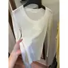 MISS Outono Moda Básica Canelado Versátil Slim Fit Gola Redonda Manga Longa Suéter de Tricô para Mulheres 98125