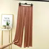Pantalones Anchos de Modal Talla Grande para Mujer Cintura Alta Color Sólido Plisados Casuales Pantalones de Verano Finos Holgados