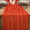 Camino de mesa de gasa plisada de Bali transfronterizo, mantel retorcido estilo bohemio, tela crepé de mesa para decoración de fiesta de boda al aire libre