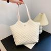 Estilo coreano grande capacidade tote bag cross-border novo casual commuter shoulder bag moda rombus bordado bolsa de linha
