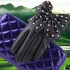 Guantes de piel de moda para mujer, nuevos, para conducir, pasarela, lindos, con remaches, lazo de color, cálidos, para baile, discoteca