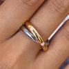 Anillo Geométrico Jingqiao Europeo y Americano de Acero Inoxidable Anillo Envuelto con Línea Brillante de Acero Inoxidable Color Oro 18K Oro y Plata