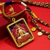 Colar Amuleto Buddha do Zodíaco Colorido Oito Guardiões Dourados Tang Lótus Pavão Tibetano Caixa Gahu Pingente Iridescente