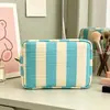 Bolsa de Maquillaje de Pana a Rayas Cruzadas Moda de Alta Apariencia Bolsa de Almacenamiento Gran Capacidad Viaje Portátil Neceser Venta al por Mayor