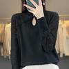 Nova Blusa de Tricô Fina de Lã Penteada para Mulheres, Gola Guofeng, Manga Longa, Caimento Solto, Estilo Preguiçoso