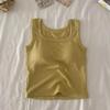 Sujetador sin costuras de una pieza con almohadilla para el pecho, chaleco de cuello cuadrado, tirantes pequeños interiores para mujer, hermosa camiseta con base en la espalda, prenda exterior superior nueva