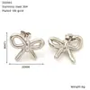 Brincos de Borboleta Banhados a Ouro 18K em Aço Titânio Estilo Ins Transfronteiriço para Mulheres, Brincos Simples e de Alto Padrão Estilo Europeu e Americano, Atacado em Estoque