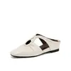 Mules tejidas de estilo francés con punta cerrada para mujer, nueva colección primavera/verano 2026, sandalias planas sin cordones para exteriores con punta cuadrada