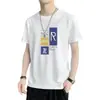 Camiseta Masculina de Manga Curta Verão Novo Estilo 2025 Tendência Versátil Bonita Pulôver Estampado Gola Redonda Respirável Camiseta Básica para Homens