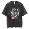 Camiseta Gráfica de Anime Harajuku para Hombre Estilo Callejero Retro Algodón Lavado Ácido Camiseta Oversize Manga Corta Holgada Top Camiseta Estilo Europeo y Americano