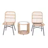 Conjunto de Sofá de Rattan para Exterior Pátio de Villa Mesa de Café de Lazer Cadeira de Rattan com Encosto Mobiliário Moderno Minimalista Atacado