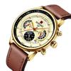 Reloj Reward/Ruiwoda con Movimiento de Cuarzo, Reloj Deportivo Multifuncional, Resistente al Agua, Luminoso, Correa de Cuero, Esfera Grande
