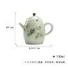 Tetera Verde de Bambú Pintada a Mano Estilo Dinastías Tang y Song, Juego de Té Kung Fu, Tetera Cerámica Doméstica de Mano con Color Bajo Esmalte y Filtro de Agujero de Bola