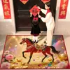 2026 Año del Caballo Alfombra de Piso de Terciopelo con Cristal Rojo Alfombra de Piso para Entrada de Año Nuevo Alfombrilla Antideslizante para Pies Alfombrilla Resistente a la Suciedad para Pies