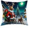 Funda de almohada de guirnalda de Navidad nueva de Temu Poliéster Estampada Decoración festiva Sala de estar Cubierta de cojín para sofá Dormitorio Almohada