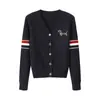 Suéter de Tricô Color Block Elegante com Padrão de Cachorro em Strass para Mulheres, Novo Outono 2026 Suéter Texturizado de Gola Redonda e Manga Longa