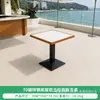 Silla de marco de aleación de aluminio minimalista moderna con respaldo de malla y juego de mesa de comedor de losa de roca, adecuado para restaurantes autoservicio de hotel y uso en exteriores