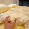 Juego de ropa de cama de cuatro piezas de gasa de doble capa transpirable 100% algodón Clase A, funda de edredón de algodón puro, juego de sábanas de tres piezas, juego de ropa de cama estilo ins