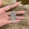 Pingente de Buda de Calcedônia de Gelo Natural, Mesmo Estilo do Xiaohongshu, Colar de Cabacinha com Folha de Gelo de Alta Qualidade Inlaid com Pedra Preciosa Cor de Jadeíta