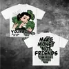 Camiseta con Estampado Distintivo Estilo Americano Street Gothic Algodón Puro Primavera y Otoño Nuevo Estilo Estilo Retro para Hombres y Mujeres Pareja