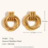 Moda europea y americana temperamento personalidad nicho pendientes lineales irregulares acero inoxidable chapado en oro de 18 quilates pendientes de aro de línea