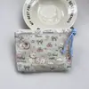 Bolsa Cosmética Linda Azul Caricatura Mini Billetera Algodón Puro Bolsa Pequeña de Tela Auriculares Lápiz Labial Bolsa de Almacenamiento Portátil