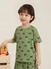 Camiseta Casual de Vacaciones para Niños Wulibuyi Verano Nuevo Ropa de Algodón de Bambú para Niños Manga Corta Piña Palmera de Coco Moderna