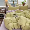 Estilo minimalista, todo algodón, algodón puro, juego de ropa de cama ligero de lujo de cuatro piezas, diseño simple y elegante, sábana bajera de algodón puro, funda de edredón individual, apto para dormitorios, juego de tres piezas