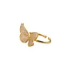 Anillo de mariposa de cobre puro chapado en oro con microincrustaciones de circonita para mujer, personalidad, apertura creativa, anillo ajustable, transfronterizo Europa y Estados Unidos