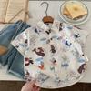 Camisas de Manga Corta para Niños 2025 Verano Nuevas Camisas Casuales Coreanas para Niños Tops de Dibujos Animados para Bebé Ropa de Protección Solar
