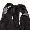 Bestseller transfronterizo de AliExpress producto nuevo primavera 2026 elegante y con estilo vestido halter sin espalda con empalmes de encaje y cintas