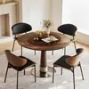 Cadeira de Jantar Minimalista Italiana em Madeira Maciça, Mesa e Cadeiras de Jantar para Casa Estilo Vintage Designer, Cadeira de Escritório de Luxo Leve em Couro Genuíno com Encosto