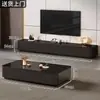 Mesa de centro negra para sala de estar, nuevo modelo 2026, lujo ligero, sensación de alta gama, mesa de centro para apartamento pequeño, rectangular para TV