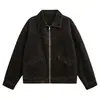 Jaqueta Rumeng estilo retrô japonês Detroit com gola lavada e desgastada, outono masculino, corte solto, roupa de trabalho casual