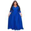N7670 Estación Independiente de Fuente Transfronteriza Europea y Americana Explosiones talla grande Mujer Gorda Vestido de Boda Sexy de Cuello en V de Color Sólido para Mujer